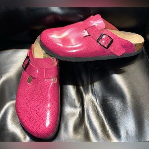 Birkenstock Boston Clogs Mules Fuchsia Glossy Pink Womens EU 38/ US 7 Worn Once!